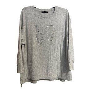 Jane Delancey Womens Gray Love Graphic Sweatshirt Size 2XL Vanentines Day